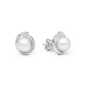 Cercei argint cu perle naturale albe si cristale DiAmanti SK23372E_W-G